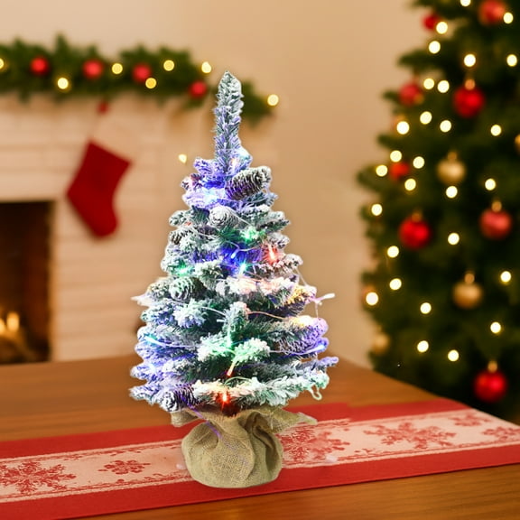 Matoen Tabletop Christmas Tree with Pre-Lit Lights, Artificial Mini Xmas Tree for Indoor Home Party Desktop Window Walkway Decor