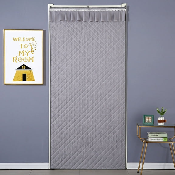 Matoen Thermal Insulated Door Curtain Fits Door Size 79x31.5 Inch, Oxford Cloth Thicken Cotton Filled, Single Piece Door Insulation Blanket Cover for Cold in Winter, Gray