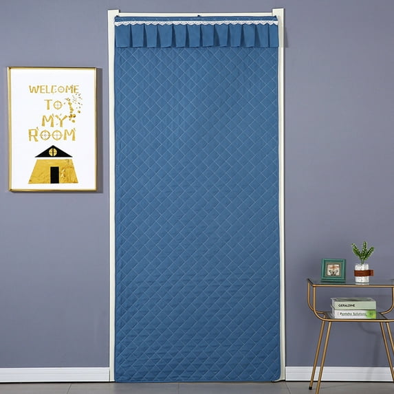 Matoen Thermal Insulated Door Curtain Fits Door Size 79x31.5 Inch, Oxford Cloth Thicken Cotton Filled, Single Piece Door Insulation Blanket Cover for Cold in Winter, Blue
