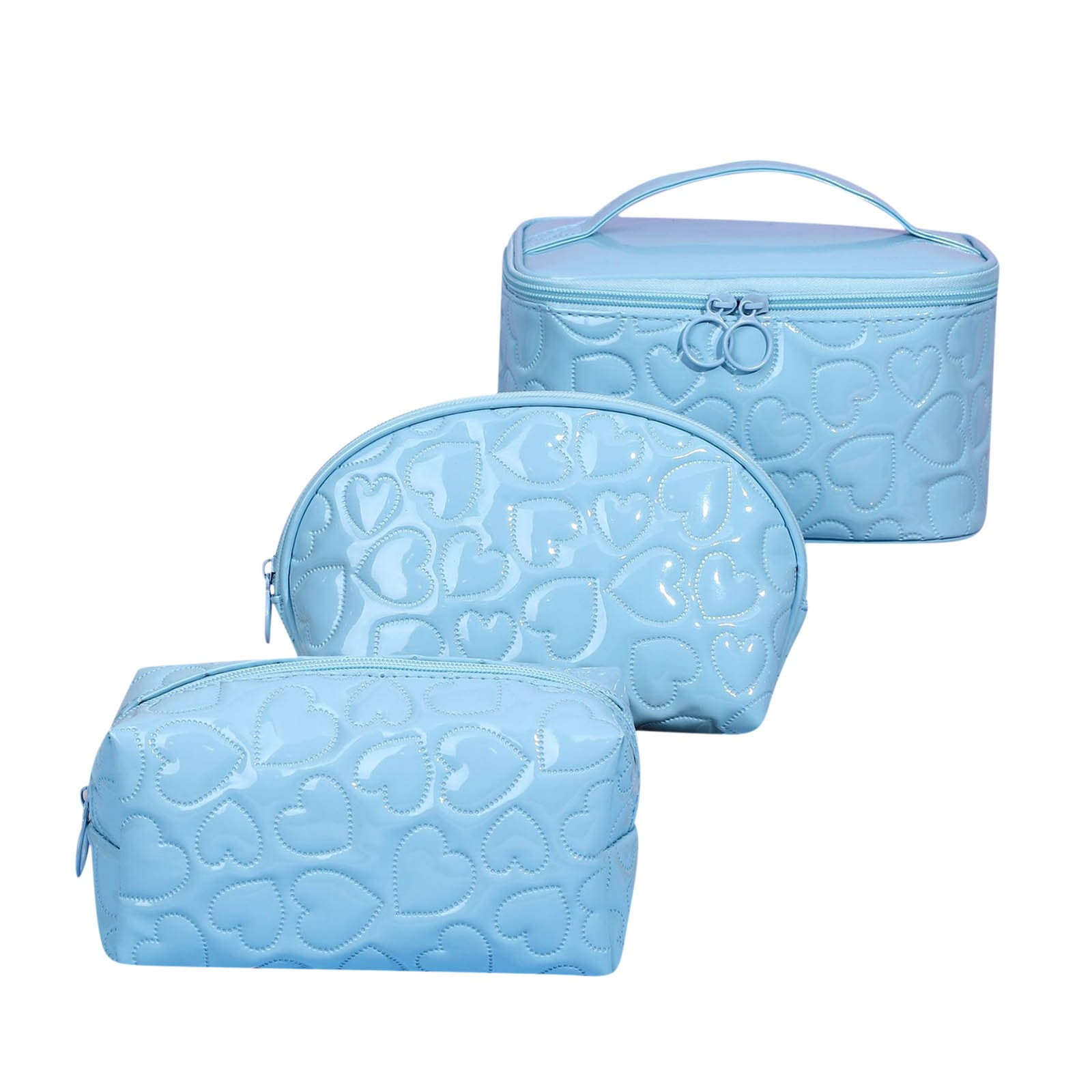 Matoen Travel Makeup Bag Cosmetic Bag Set of 3 Cute Makeup Bag with Zipper Washable Blue Walmart