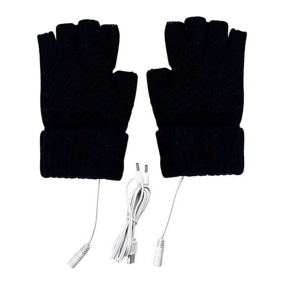 Matoen USB Heated Gloves Fingerless USB Hand Warmers Electric Hand Warmer Hand Warming Knitted Gloves with Heated Mittens for Men Women