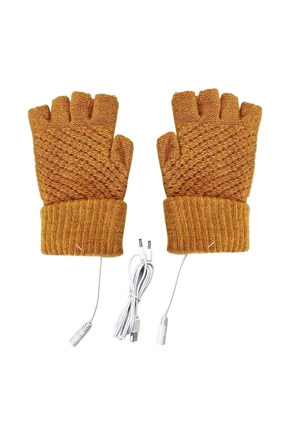 USB Heated Gloves Fingerless USB Hand Warmers Electric Hand Warmer Hand Warming Knitted Gloves with Heated Mittens for Men Women