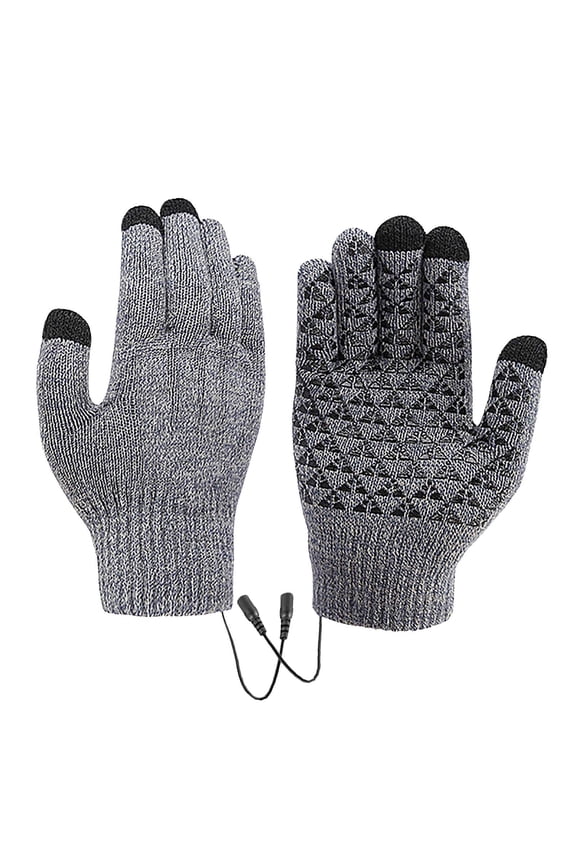 USB Heated Gloves, Touchscreen Mitten Winter Gloves for Typing Work Laptop Gloves Unisex Washable Knitting Warmer Glove Winter Gifts for Men Women Indoor, and Outdoor (Gray)