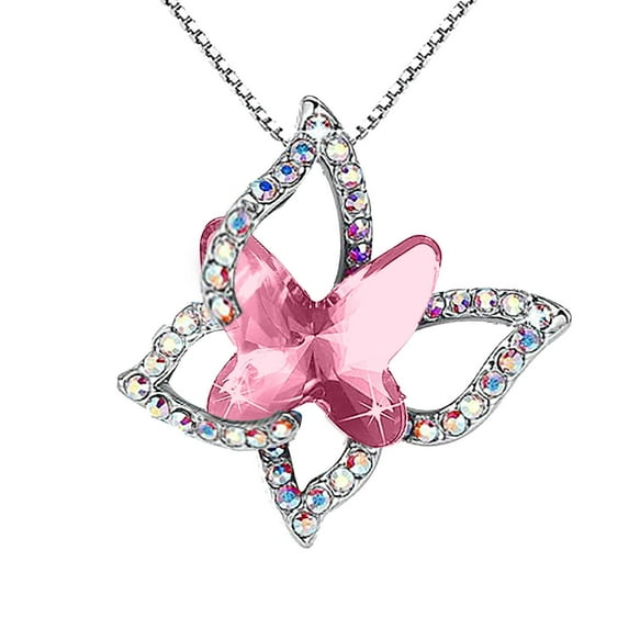 Matoen Valentine's Day Butterfly Necklace Gifts for Women - Fashion Crystal Necklace for Women, Anniversary Valentines Day Gifts for Her
