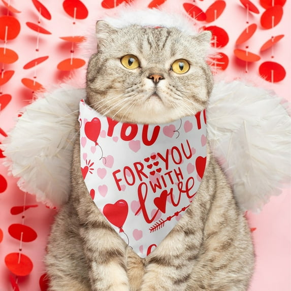 Matoen Valentine's Day Dog Bandana, Red Pink Heart Dog Scarf, Premium Durable Fabric, Adjustable Fit Dog Valentine Bandanas for Large and Extra Large Dogs Pets