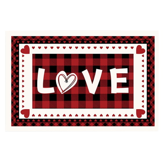 Matoen Valentines Day Door Mat Decorative Floor Entrance Plush Mat Decor Doot Mat Non-Slip Low-Profile Indoor Outdoor Welcome Mat 15.7"x23.6"