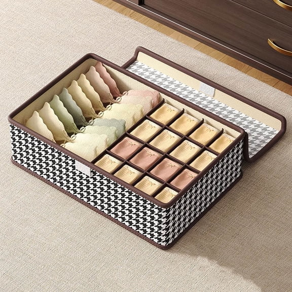 Matoen Wardrobe Clothes Organizer with Bottom Panel, Foldable Clothes Drawer Organizers, Underwear Organizers and Storage Bins for Socks, Bra