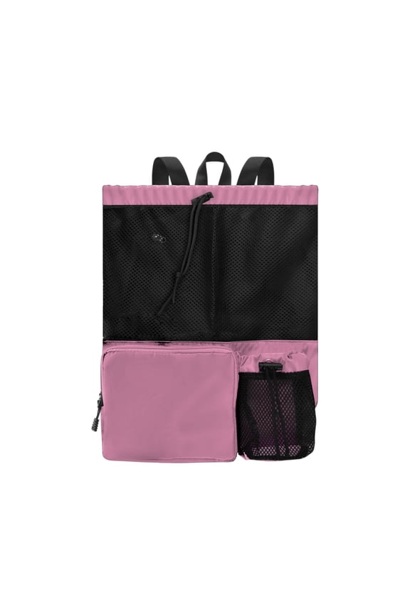 Waterproof Mesh Drawstring Backpack - Swim Gym Beach Bag with Wet Pocket for Sports Equipment, Travel & Pool Accessories