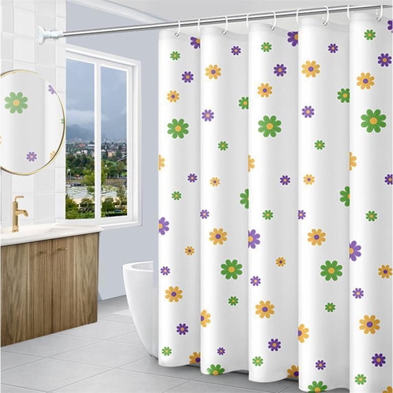 Matoen White Shower Curtain, Waterproof Design and Polyester, Quick-Drying, Shower Curtains Set for Bathroom W 47.2 x H 70.8, Machine Washable with 8 Hooks