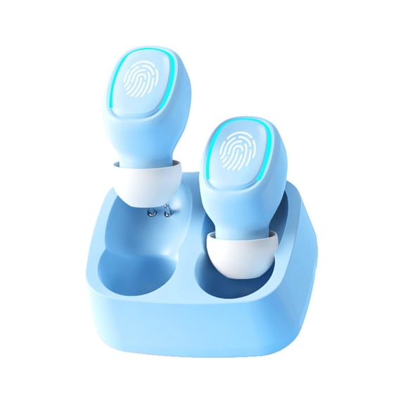 Matoen Wireless Earbuds Bluetooth with Wireless Charging Case Deep Bass Ear Buds Earphones Microphone Stereo Headset for TV Phone Laptop Blue