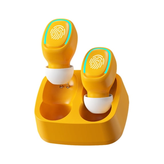 Matoen Wireless Earbuds Bluetooth with Wireless Charging Case Deep Bass Ear Buds Earphones Microphone Stereo Headset for TV Phone Laptop Yellow