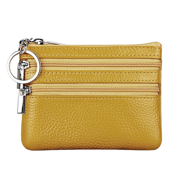 Matoen Women Leather Coin Purse Wallet Mini Zipper Change Purse Wallet Coin Pouch with Key Chain