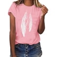 thumbnail image 1 of Matoen Women Summer T-Shirt Graphic Printed Short Sleeve Pink Blouse Casual Round Neck Athletic Tops, 1 of 6
