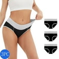 thumbnail image 1 of Matoen Women's Cotton Underwear Stretch Mid Waisted Briefs Ladies Panties 3 Pack (Regular & Plus Size), 1 of 6