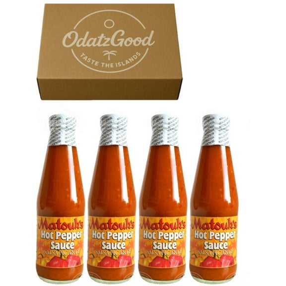 Matouk's Hot Pepper Sauce 10oz (300ml) 4-Pack Product of Trinidad & Tobago Curated & Packaged by ODatzGood