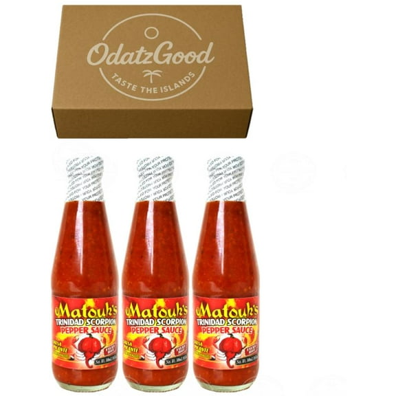 Matouk's Trinidad Scorpion Pepper Sauce 10oz (300ml) 3-Pack Product of Trinidad & Tobago Curated & Packaged by ODatzGood