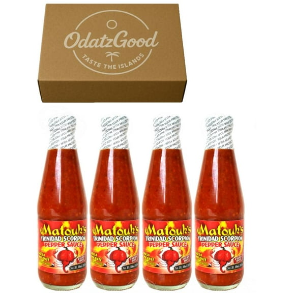 Matouk's Trinidad Scorpion Pepper Sauce 10oz (300ml) 4-Pack Product of Trinidad & Tobago Curated & Packaged by ODatzGood