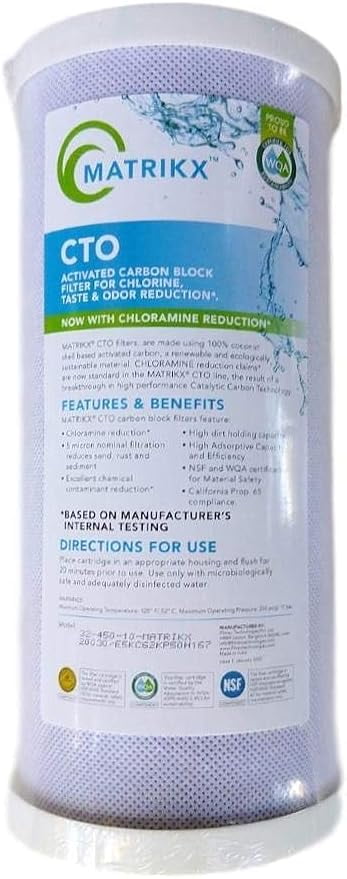 Matrikx 10 Full Flow CTO Carbon Block Filter now with Chloramine Reduction, 4.5 x 10, 32-450-10-MATRIKX