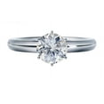 thumbnail image 1 of Matrix 1.00ct (6.5mm) Round Zirconia 6 Prong Solitaire Ring - Platinum Plated Sterling Silver - Size 11.5, 1 of 3