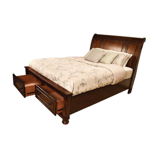 Matrix Furniture Baltimore Transitional Adult Style Queen Bed Made with Wood in Walnut