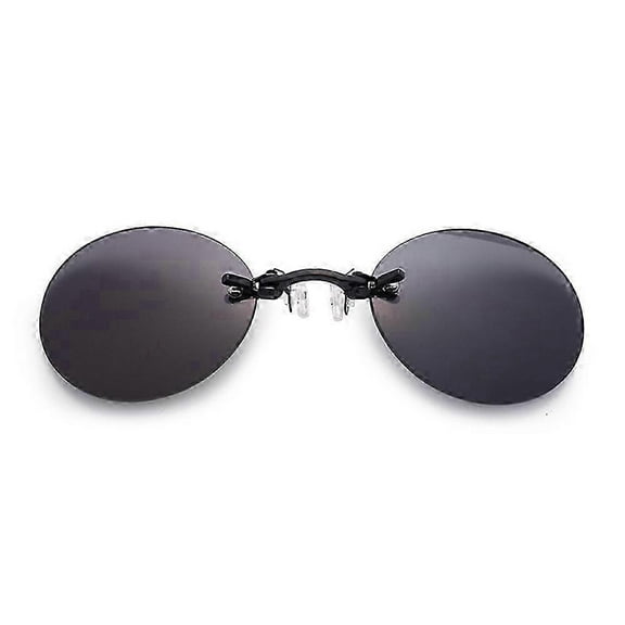 Matrix Morpheus Movie Men Retro Round Lens Clip On Nose Glasses Rimless Sunglasses
