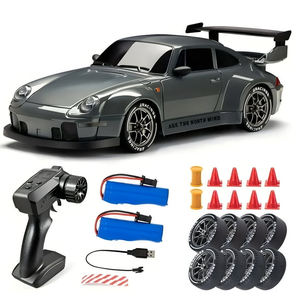 TXT-MATRIX 1:24 Scale 4WD RC Drift Car with Remote, Lights, Tires and Tracks, Dual Batteries