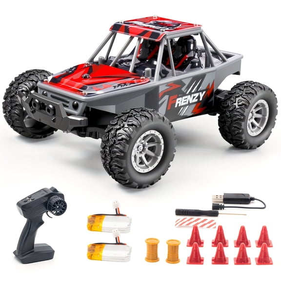 Matrix Prime 1:32 Scale Mini RC Off-Road Car - 20KM/H, LED Lights, 2 Batteries (30 Min Play), Red/Green/Black - Perfect Gift for Ages 8+