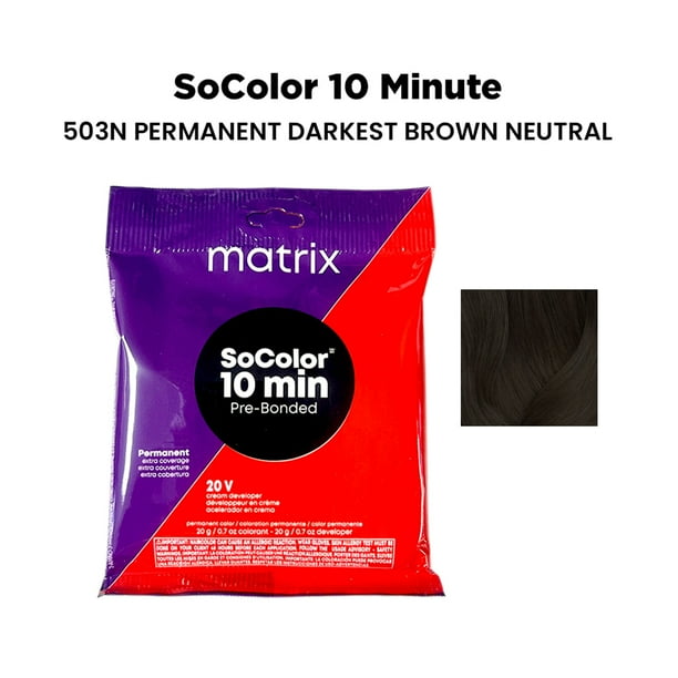 Matrix SoColor 10 Minute Pre-Bonded Permanent Hair Color & Developer Packettes ( 503N Darkest Brown Neutral )