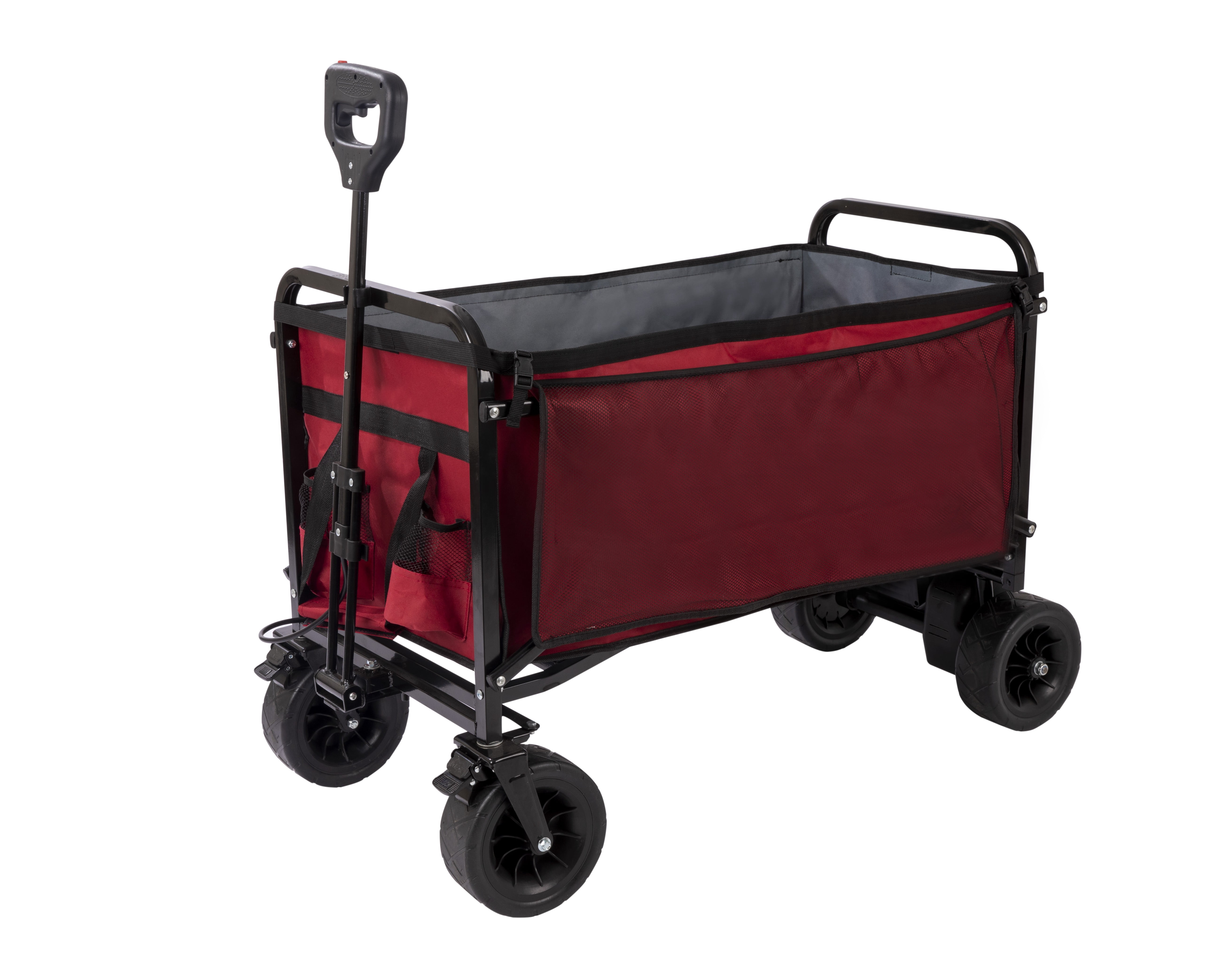 M8TRX SPORTS EA100 Electric Power Assist Wagon, 225 lb Heavy Duty Foldable Utility Cart with 24V Battery Motor Drive, Variable Speed Trigger, USB Charging, Camping Beach Garden Wagon