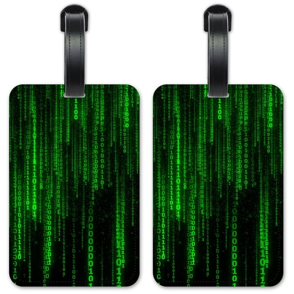 Matrix Style Coding - Luggage ID Tags / Suitcase Identification Cards - Set of 2