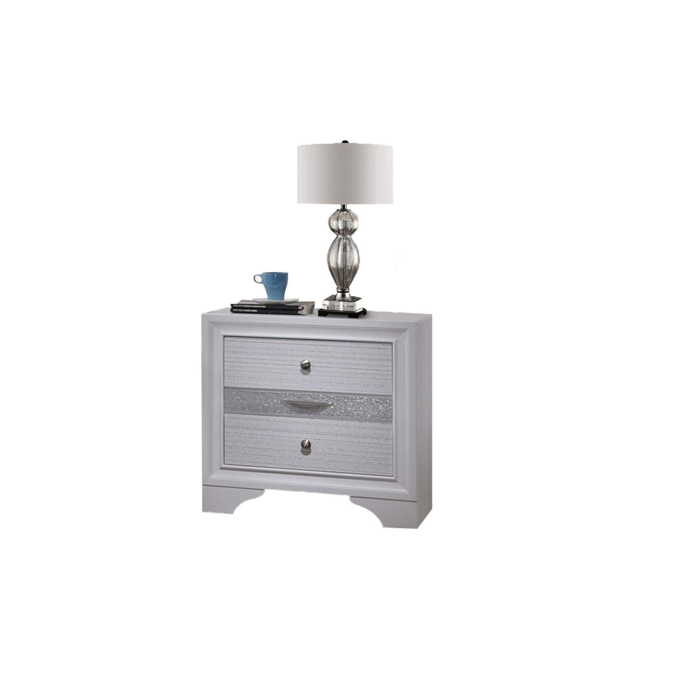 Matrix Traditional 2-Drawer White Wood Nightstand with Jewelry Tray