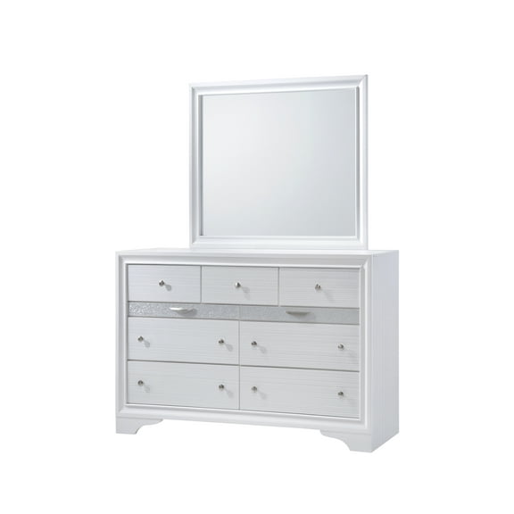 Matrix Traditional 7 Drawer Dresser in White made with Wood