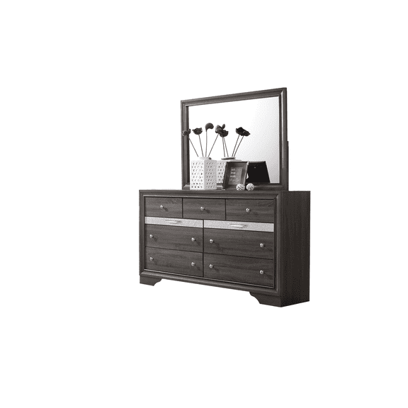 Matrix Traditional 7 Drawer Dresser made with Wood in Gray On-Site