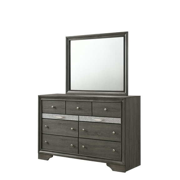 Matrix Traditional 7 Drawer Dresser made with Wood in Gray