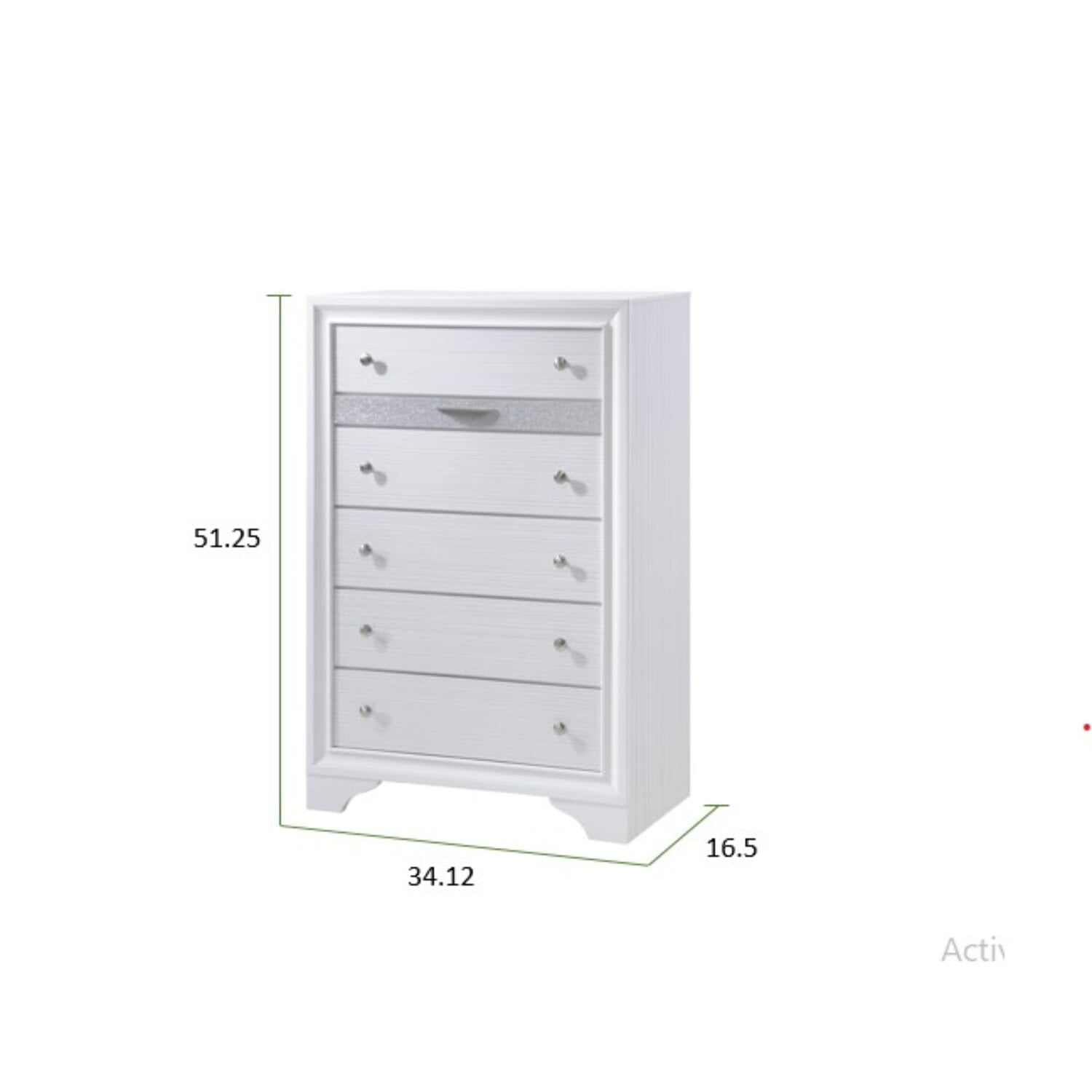 Matrix White Vertical 5-Drawer Chest with Felt Lined Drawer