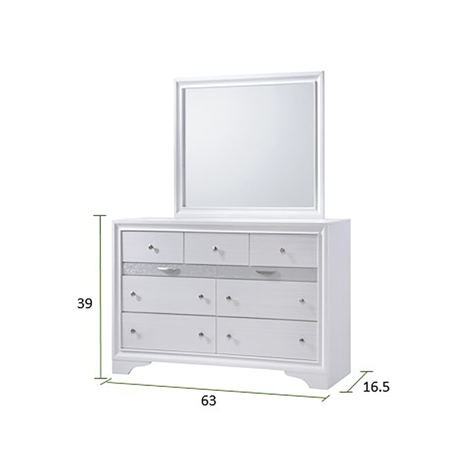 Matrix White Wood 7-Drawer Dresser with Felt Lined Drawers