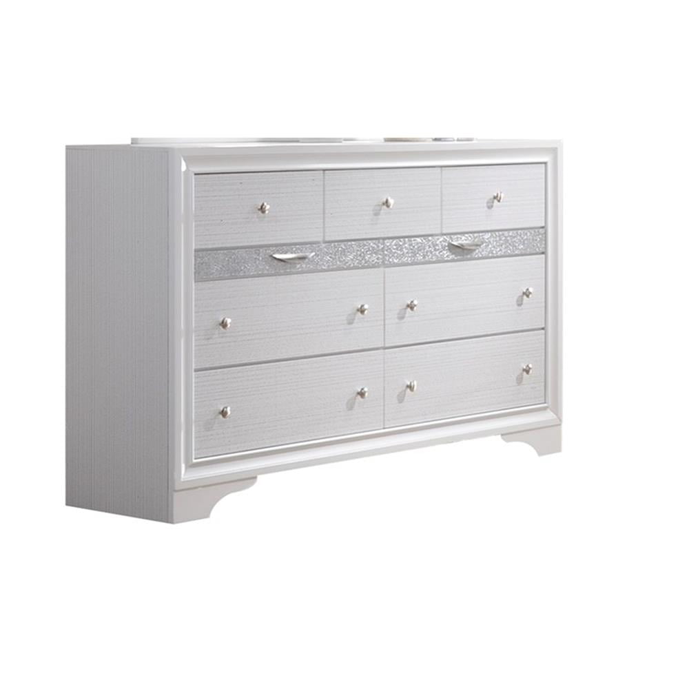 Matrix White Wood 7-Drawer Dresser with Felt Lined Drawers