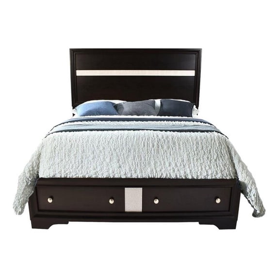 Matrix Traditional Wood Queen Storage Bed in Black