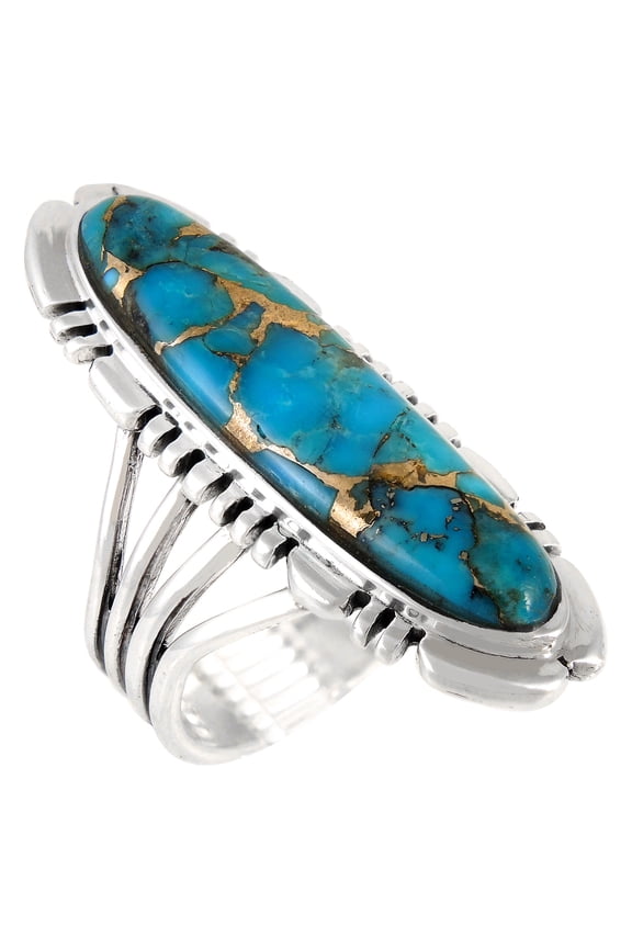 Matrix Turquoise Jewelry Ring for Women Sterling Silver 925 | Turquoise Network | R2096-LG-C84-11