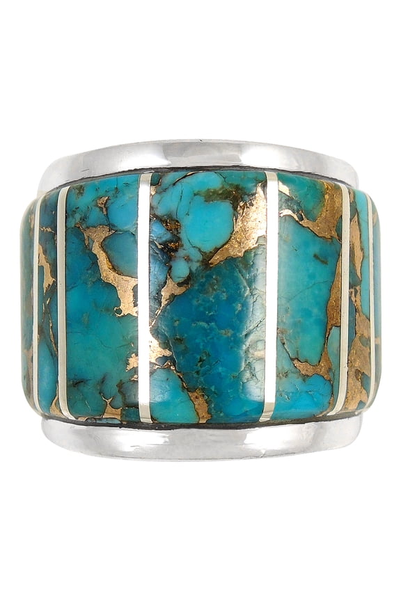 Matrix Turquoise Jewelry Ring for Women Sterling Silver 925 | Turquoise Network | R2432-C84-7