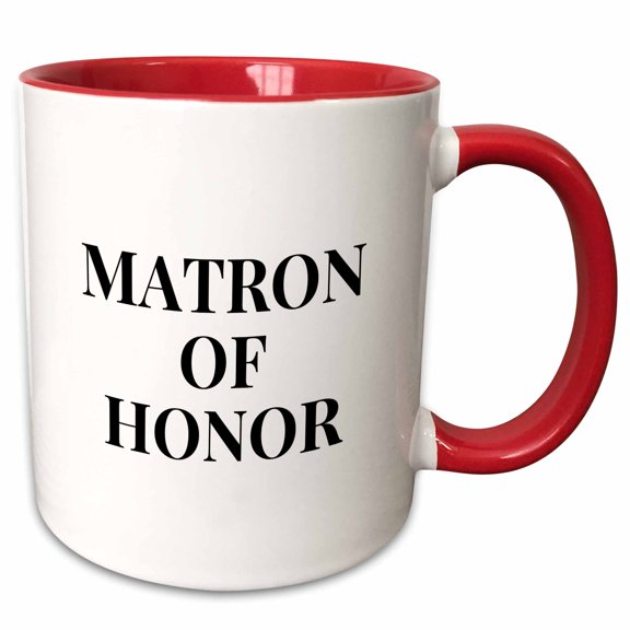 3drose, Matron of Honor. Bold Black Lettering on a White Background., 11oz Two-tone Red Mug