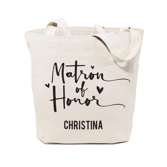 Matron of Honor Personalized Wedding Cotton Canvas Tote Bag