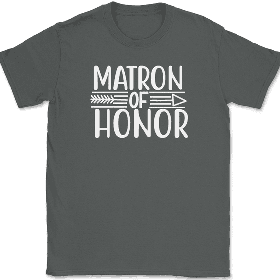 Matron of Honor T-Shirt Wedding Party Bride Groom Event Group Gift Tee - Charcoal, S