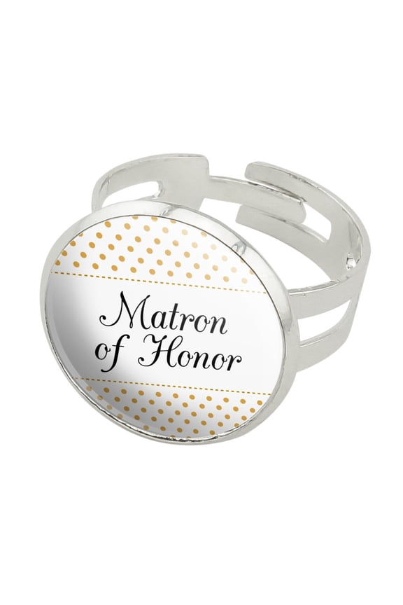 Matron of Honor Wedding Elegant Polka Dots Silver Plated Adjustable Novelty Ring