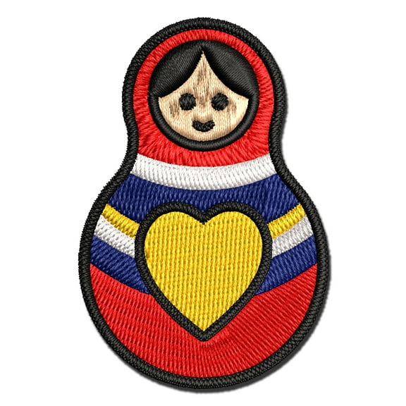 Matryoshka Babushka Russian Nesting Stacking Doll Applique Multi-Color Embroidered Iron-On Patch - 2.0 Inch Mini