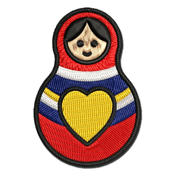 Matryoshka Babushka Russian Nesting Stacking Doll Applique Multi-Color Embroidered Iron-On Patch - 2.0 Inch Mini
