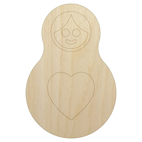 Matryoshka Babushka Russian Nesting Stacking Doll Wood Shape Unfinished Piece Cutout Craft DIY Projects - 4.70 Inch Size - 1/4 Inch Thick