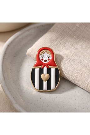 Matryoshka Nesting Doll Metal Brooch Pin, Cute Russian Doll Commemorative Badge, Vintage Enamel Lapel Pin for Clothes Bags Backpacks, Unique Jewelry Gift for Women Girls, B