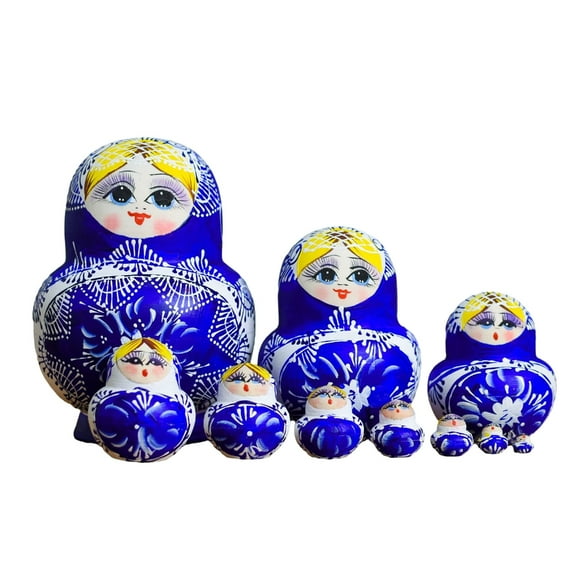 Matryoshka Russian Nesting Dolls Set of 10 Hand Painted Wood Figurines Decors Wooden Craft for Display Dolls