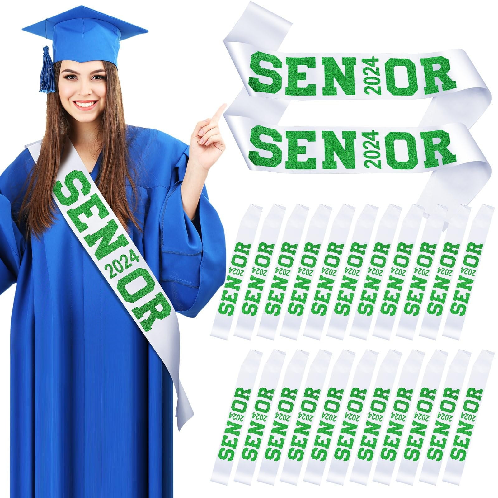 Matsui Senior 2026 Satin Sashes with Glitter Letters Cheerleader Sash ...